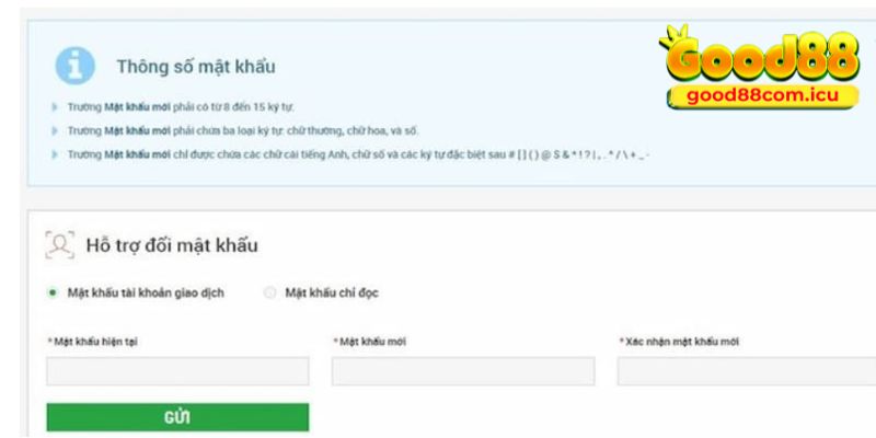 Liên hệ nhà cái để đổi mật khẩu Good88 nhanh chóng