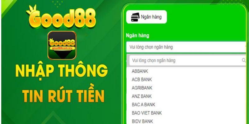 Điền số tiền cần rút tiền Good88 và xác nhận giao dịch 